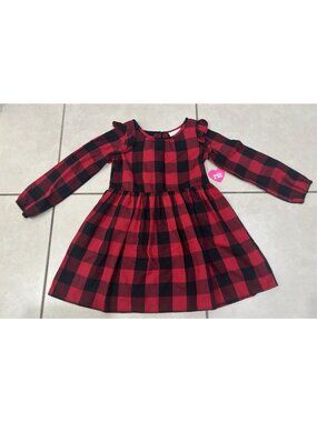 NWT The Children’s Place Black & Red Buffalo Plaid Holiday Dress Sz 5T Mom & Me